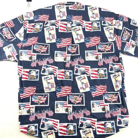 Cotton Trader Sport American Flag Button Down Short Sleeve Mens Shirt Size XL - Picture 12 of 12